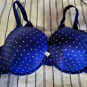 Cacique Navy Polka Dot Bra